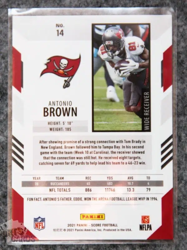 2021 Antonio Brown #14 Panini Score-back