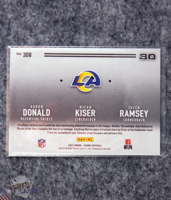 2021 Aaron Donald - Micah Kiser - Jalen Ramsey #3D8 Panini Score 3D-back