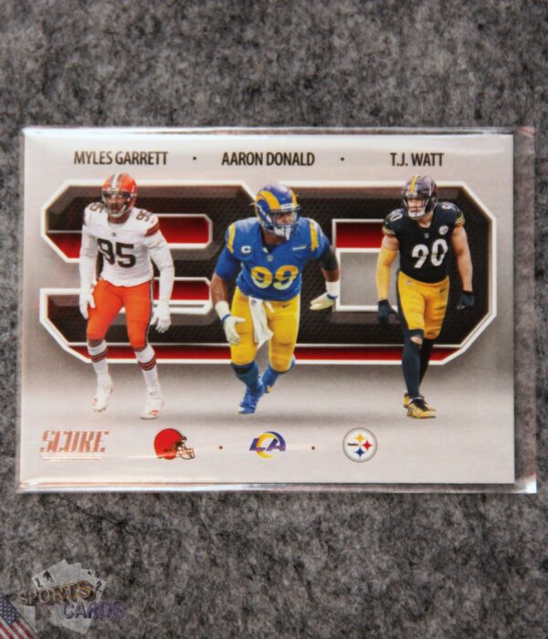 2021 Myles Garrett - Aaron Donald - TJ Watt #3D9 Panini Score 3D-front