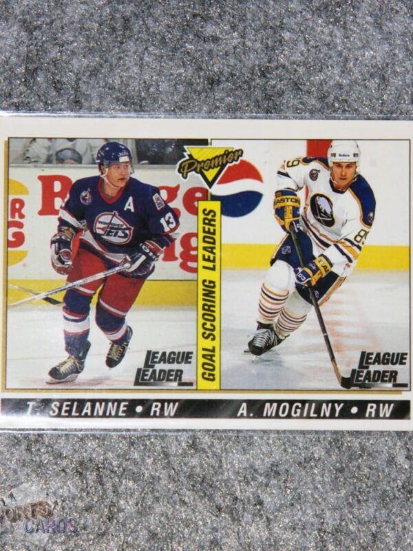 1993-94 T. Selanne - A. Mogilny #148 Topps Premier Goal Scoring Leaders-front