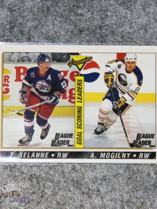 1993-94 T. Selanne - A. Mogilny #148 Topps Premier Goal Scoring Leaders-front