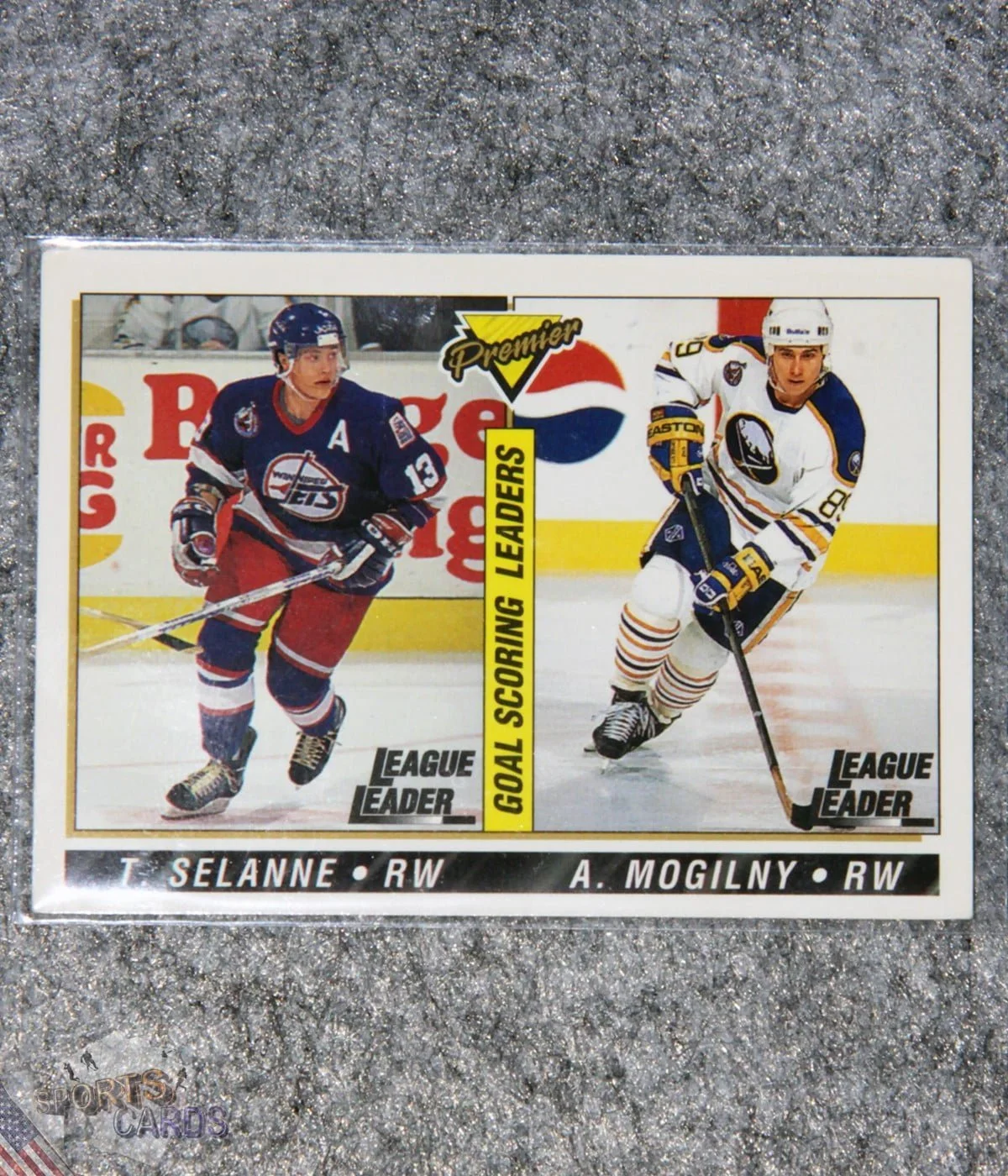 1993-94 T. Selanne - A. Mogilny #148 Topps Premier Goal Scoring Leaders-front