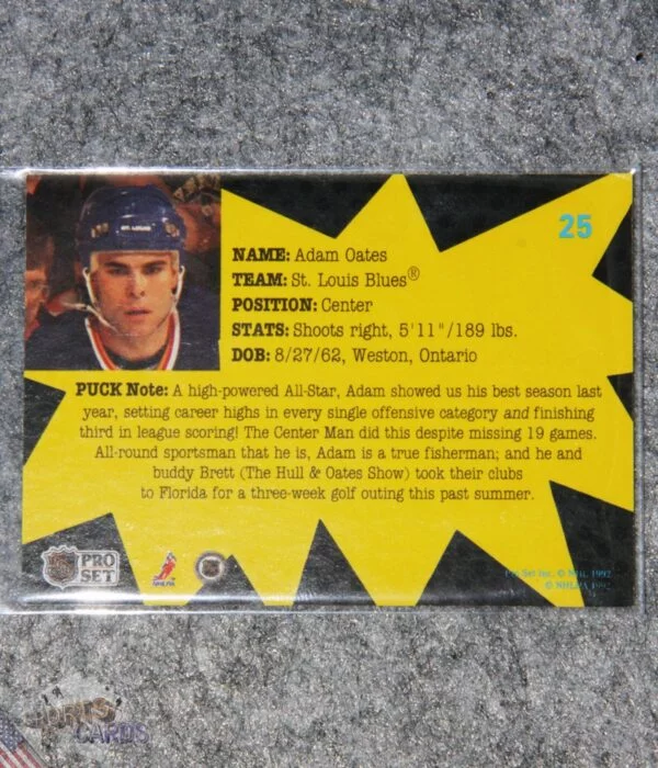 1991-92 Adam Oates #25 Pro Set Puck-back