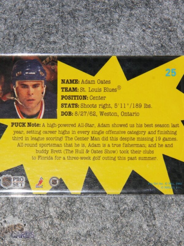 1991-92 Adam Oates #25 Pro Set Puck-back