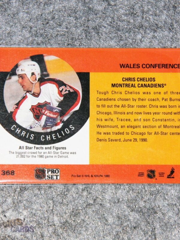 1990-91 Chris Chelios #368 Pro Set NHL All-Star-back