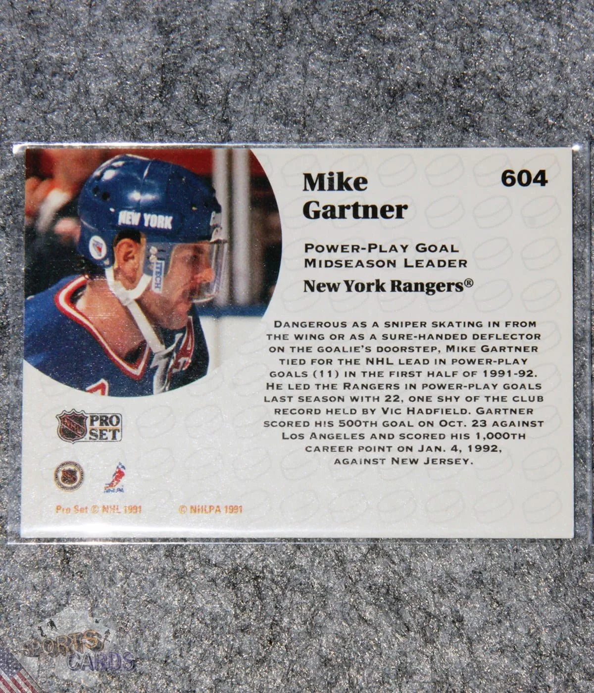 1991-92 Mike Gartner #604 Pro Set Leader PPG-back