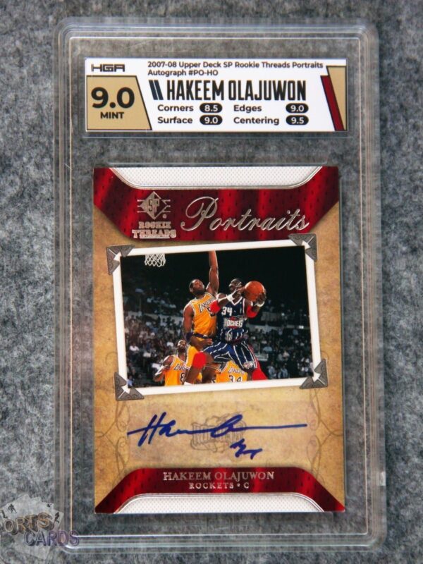 2007-08 Hakeem Olajuwon #PO-HO Upper Deck SP Rookie Threads Portraits HGA 9 MT-front