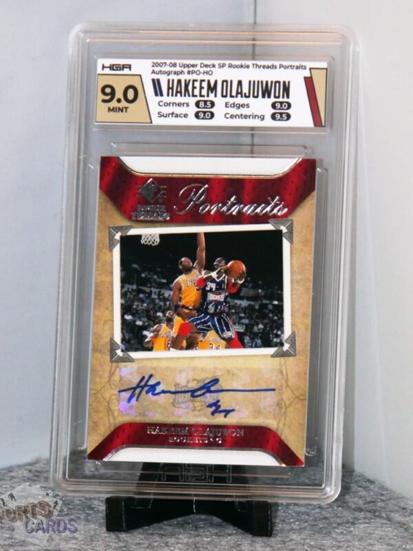 2007-08 Hakeem Olajuwon #PO-HO Upper Deck SP Rookie Threads Portraits HGA 9 MT - Afbeelding 3