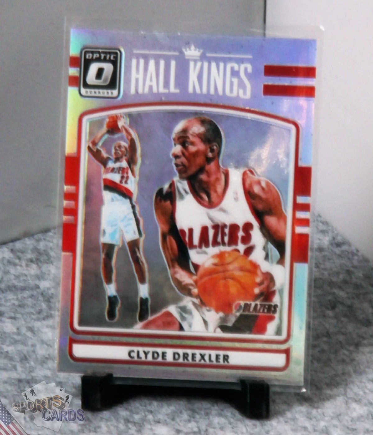 2016-17 Clyde Drexler #21 Panini Donruss Optic Hall Kings Holo Silver Prizm-stand