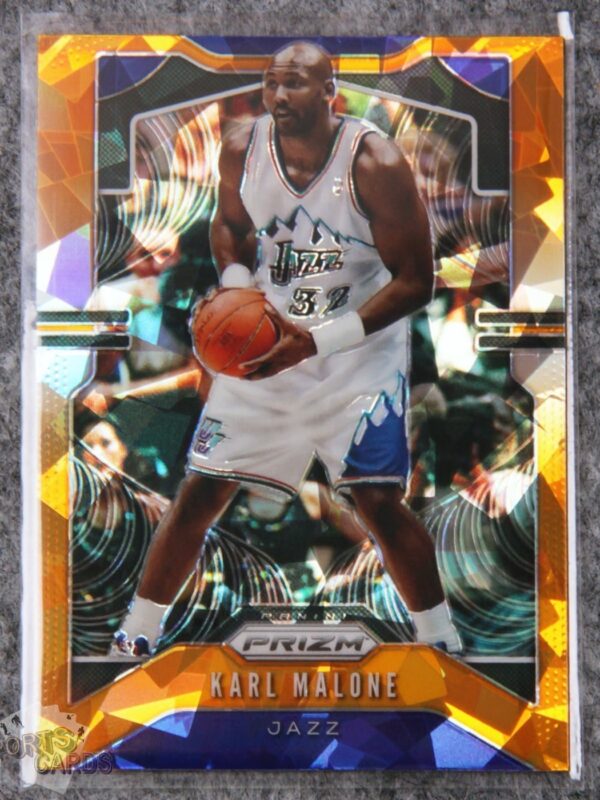 2019-20 Karl Malone #19 Panini Prizm Orange Cracked Ice Prizm
