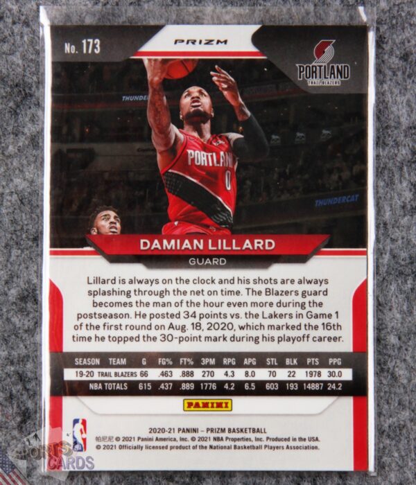 Alternative view of 2019-20 Damian Lillard #173 Panini Prizm Red Ice Prizm