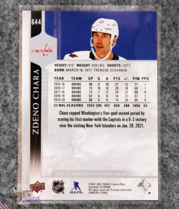 2020-21 Zdeno Chara #644 Upper Deck Extended Series-back