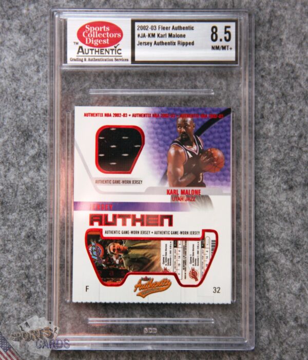 2002-03 Karl Malone #JA-KM Fleer Authentic Jersey Authentix SCD 8.5-front