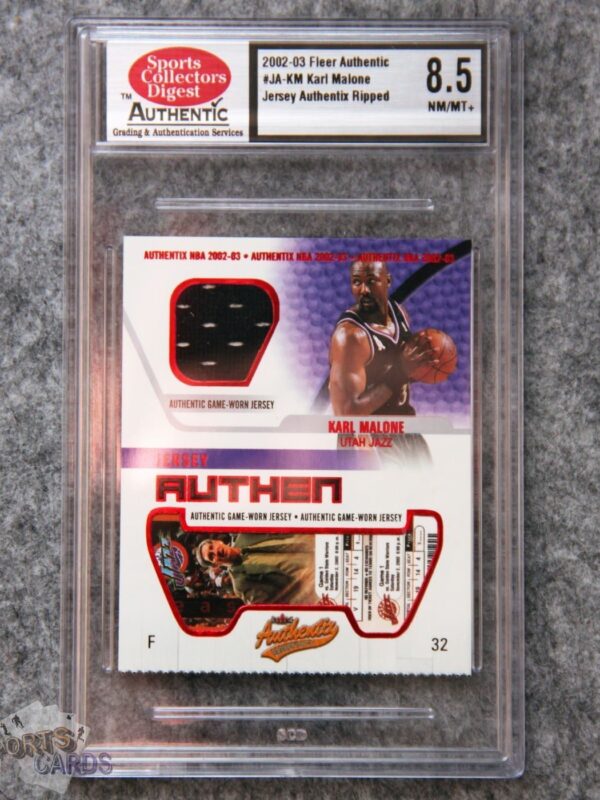 2002-03 Karl Malone #JA-KM Fleer Authentic Jersey Authentix SCD 8.5