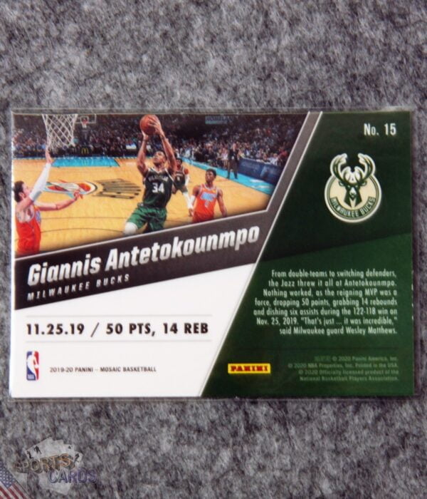 Alternative view of 2019-20 Giannis Antetokounmpo #15 Panini Mosaic Montage