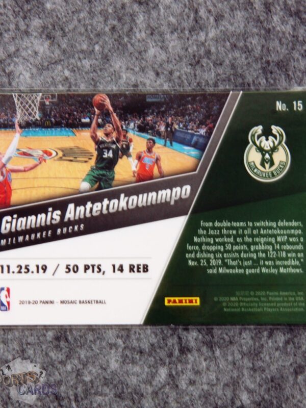 Alternative view of 2019-20 Giannis Antetokounmpo #15 Panini Mosaic Montage