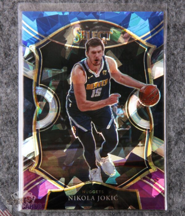 2020-21 Nikola Jokic #58 Panini Select Concourse Blue Purple Cracked Ice Prizm-front