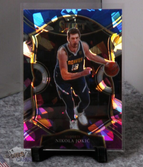 2020-21 Nikola Jokic #58 Panini Select Concourse Blue Purple Cracked Ice Prizm-stand
