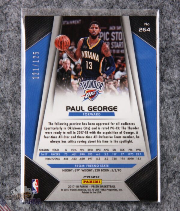 Alternative view of 2017-18 Paul George #264 Panini Prizm Fast Break Red Prizm /125