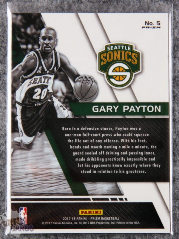 2017-18 Gary Payton #5 Panini Prizm Fundamentals Silver Prizm-back