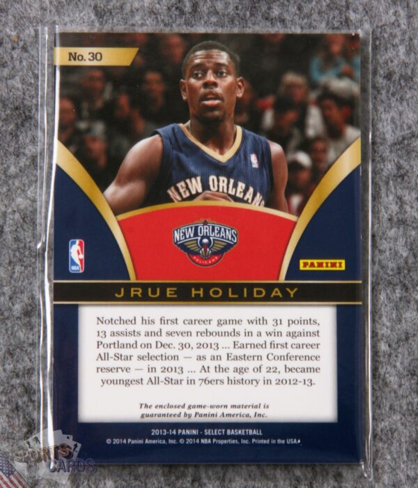 2013-14 Jrue Holiday #30 Panini Select Select Swatches-back