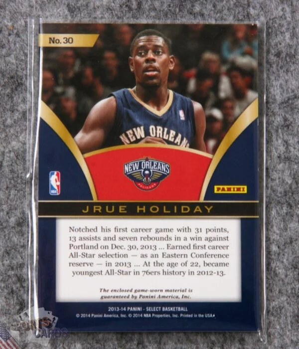 2013-14 Jrue Holiday #30 Panini Select Select Swatches-back