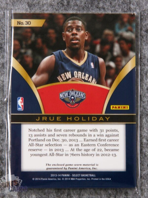 Alternative view of 2013-14 Jrue Holiday #30 Panini Select Select Swatches