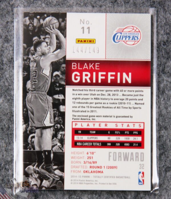 2014-15 Blake Griffin #11 Panini Totally Certified Red Parallel /149-back