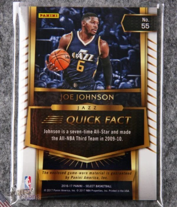 2016-17 Joe Johnson #55 Panini Select Select Swatches-back