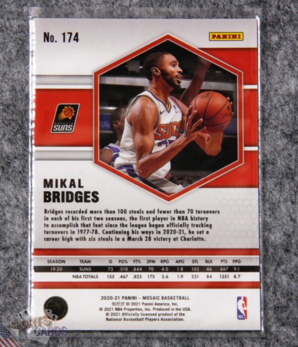 Alternative view of 2020-21 Mikal Bridges #174 Panini Mosaic