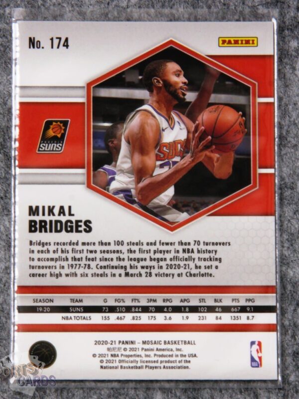 Alternative view of 2020-21 Mikal Bridges #174 Panini Mosaic