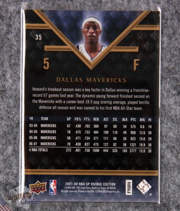 2007-08 Josh Howard #35 Upper Deck SP Rookie Edition-back