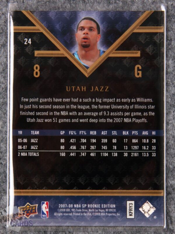 2007-08 Deron Williams #24 Upper Deck SP Rookie Edition-back