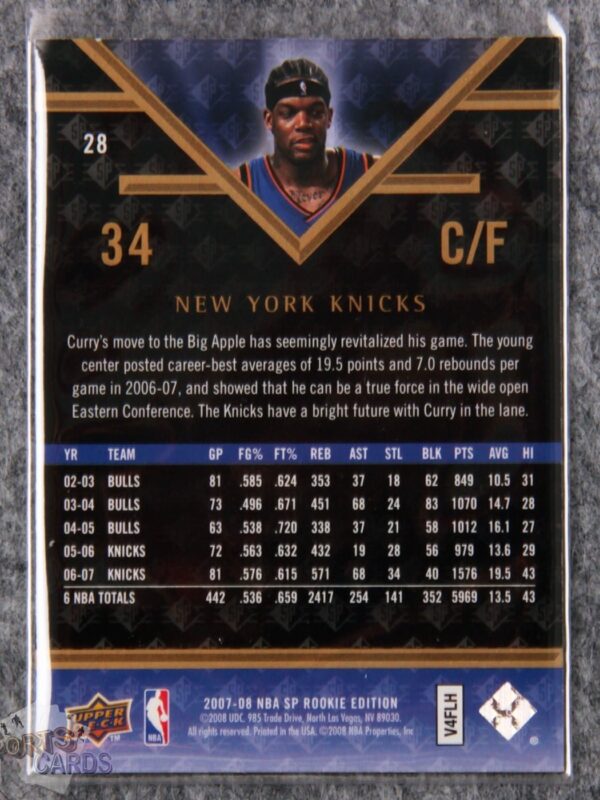 Alternative view of 2007-08 Eddy Curry #28 Upper Deck SP Rookie Edition