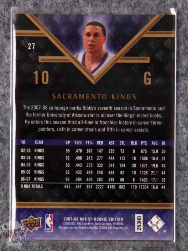 Alternative view of 2007-08 Mike Bibby #27 Upper Deck SP Rookie Edition