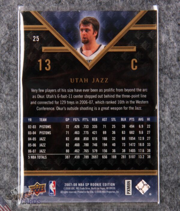 2007-08 Mehmet Okur #25 Upper Deck SP Rookie Edition-back