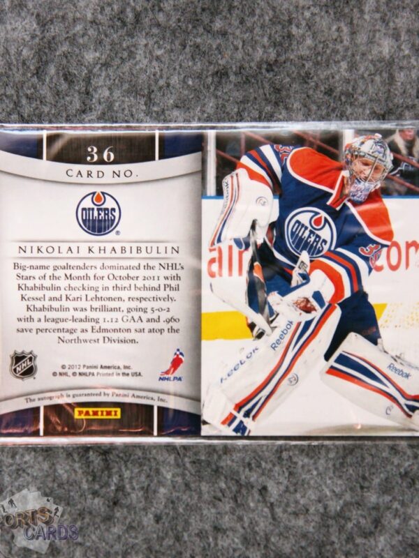 Alternative view of 2012-13 Nikolai Khabibulin #36 Panini Titanium Reserve Auto