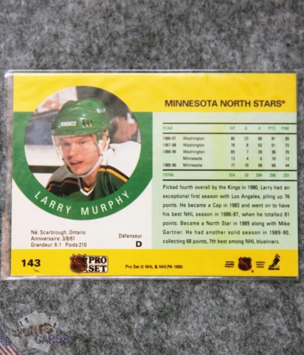 1990-91 Larry Murphy #143 Pro Set Auto-back