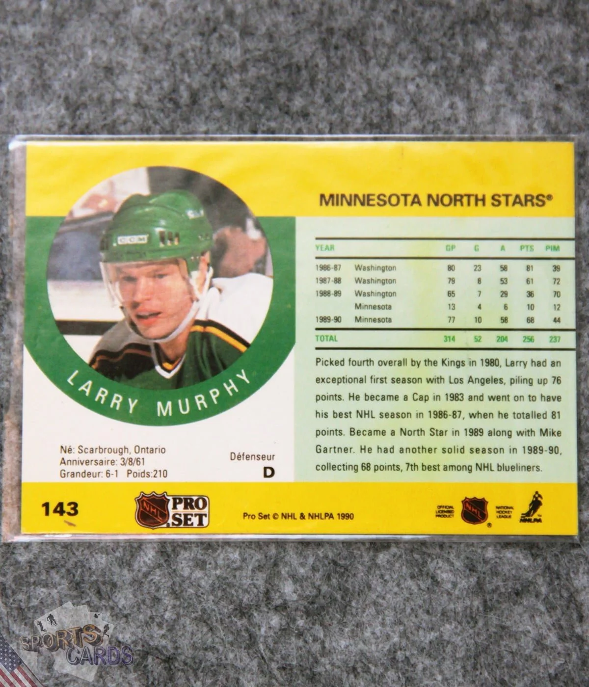 1990-91 Larry Murphy #143 Pro Set Auto-back