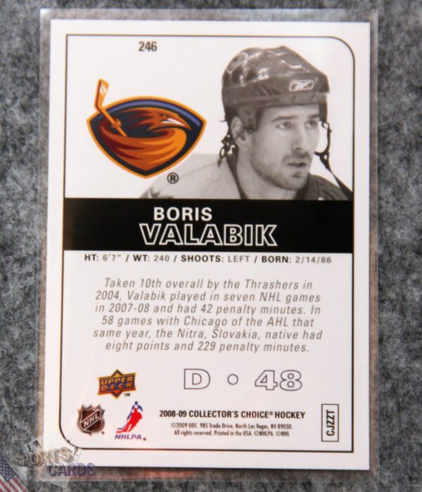 2008-09 Boris Valabik #246 Upper Deck Collectors Choice Rookies-back