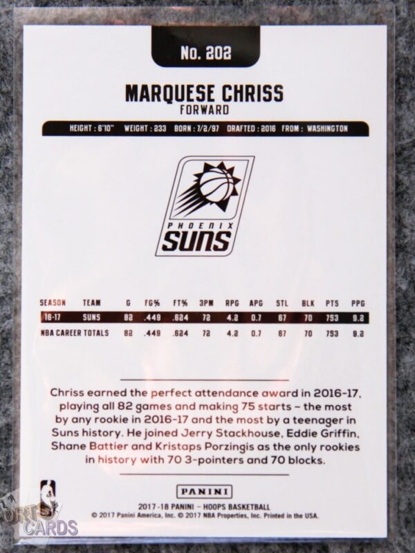 2017-18 Marquese Chriss #202 Panini NBA Hoops Green /99-back