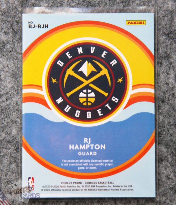 2020-21 R.J. Hampton #RJ-RJH Panini Donruss Jersey Kings RC-back