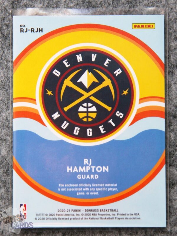 Alternative view of 2020-21 R.J. Hampton #RJ-RJH Panini Donruss Jersey Kings RC