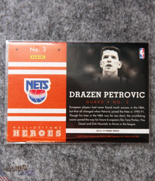 2013-14 Drazen Petrovic #3 Panini NBA Hoops Basketball Hall of Fame-back