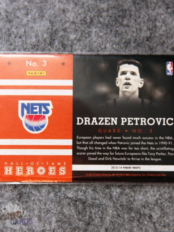 Alternative view of 2013-14 Drazen Petrovic #3 Panini NBA Hoops Basketball Hall of Fame