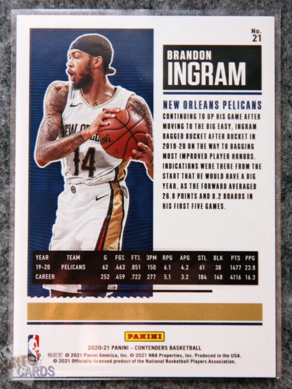 2020-21 Brandon Ingram #21 Panini Contenders Playoff Ticket /249-back