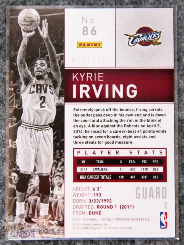 2014-15 Kyrie Irving #86 Panini Totally Certified Blue Parallel /149-back