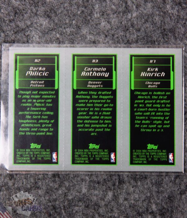 2004-05 D. Milicic #112 C. Anthony #113 K. Hinrich #117 Topps Rookie Matrix-back