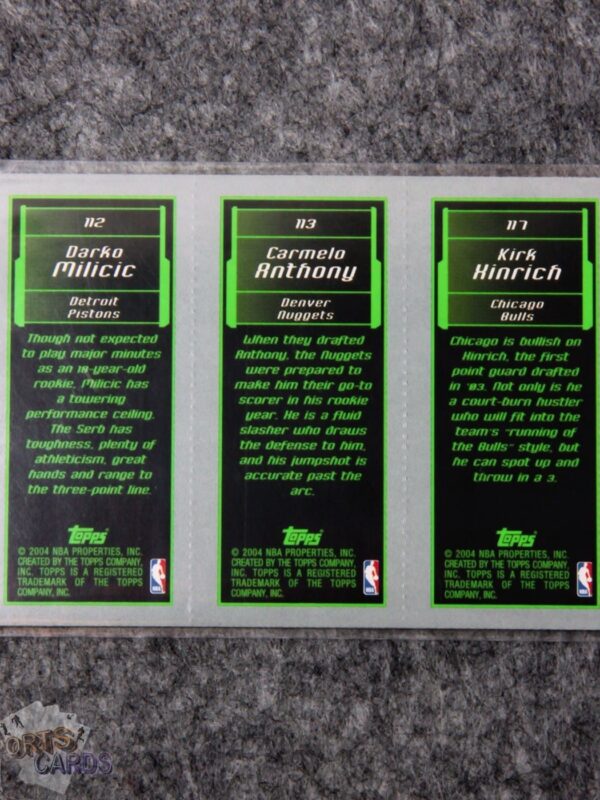 Alternative view of 2004-05 D. Milicic #112 C. Anthony #113 K. Hinrich #117 Topps Rookie Matrix