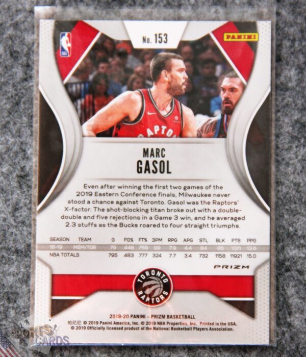 2019-20 Marc Gasol #153 Panini Prizm Ruby Wave Prizm-back